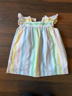 Girls' Pastel Stripe Sundress - White with Pink, Yellow & Green